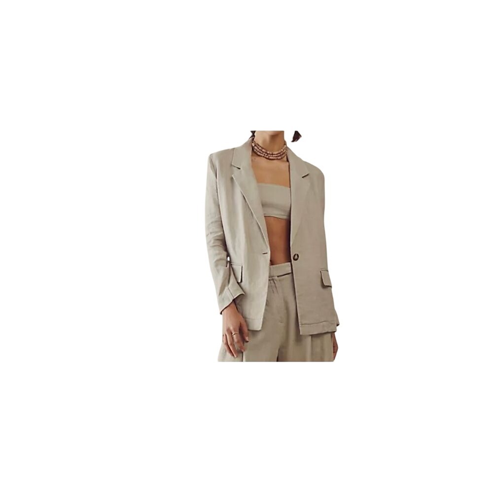 Free People Linen Jacket "Can't Get Enough" Sz XS‎ NWT Color Sand 68360874